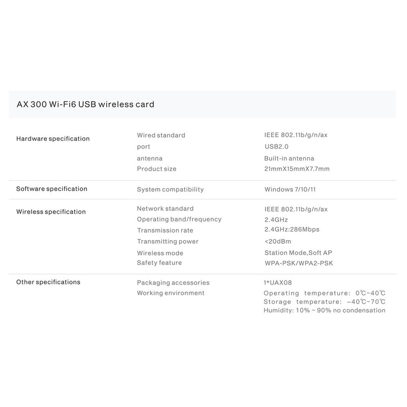 USB کارت شبکه مدل UAX08D WiFi6