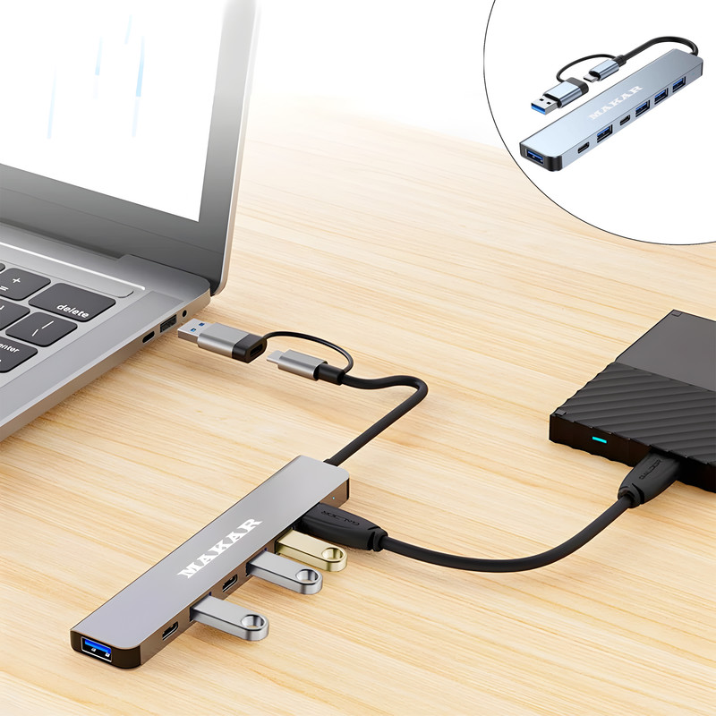 هاب 7 پورت USB 2.0 و USB 3.0 ماکار مدل 7in1 MK-HU243